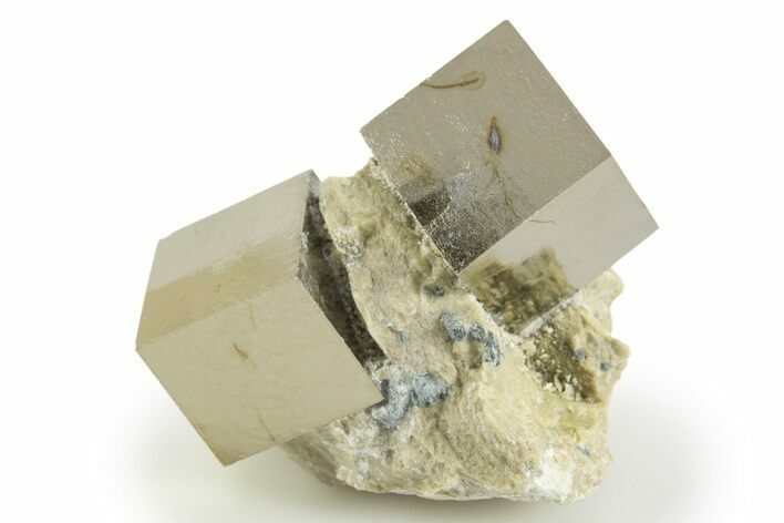 Two Natural Pyrite Cubes In Rock - Navajun, Spain #304009